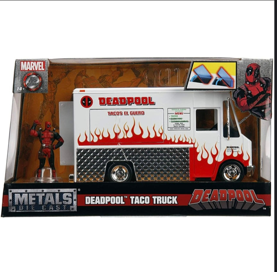 Marvel Deadpool & Taco Truck Die-cast Car, 1:24 Scale Vehicle, 2.75Collectible Figurine