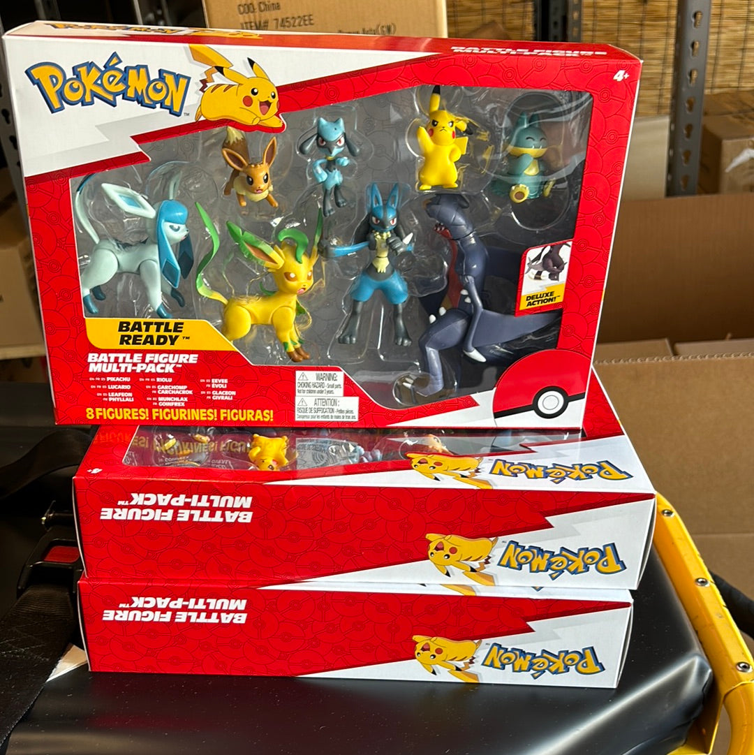 Pokemon Characters Set 8 Pack 5-11cm - Pokemon Games New 2023 - Garchomp, Pikachu, Eevee, Lucario, Riolu, Munchlax, Glaceon & Leafeon -Figurine Pokemon Action Figure - Official Pokemon Toys