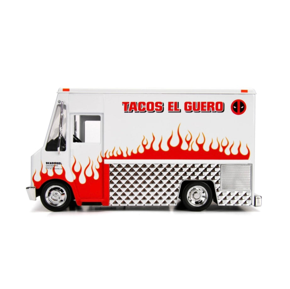 Marvel Deadpool & Taco Truck Die-cast Car, 1:24 Scale Vehicle, 2.75Collectible Figurine