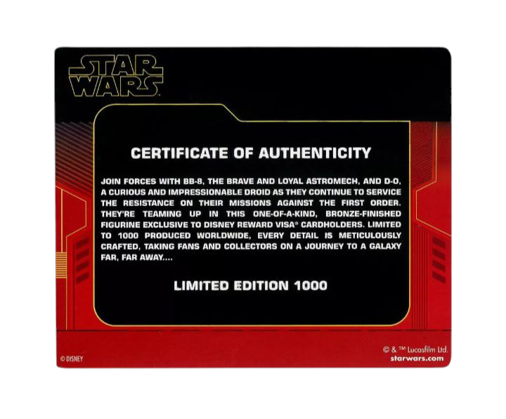 Disney Parks Star Wars BB-8 & D-0 Bronze Figurine Limited Edition 1000 Exclusive