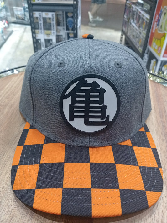 Dragon Ball Z Master Roshi Kanji Black Orange Checkered Curved Snapback Hat