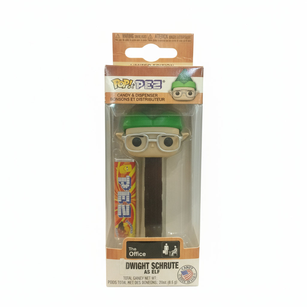 Pop pez the office Dwight Schrute as elf