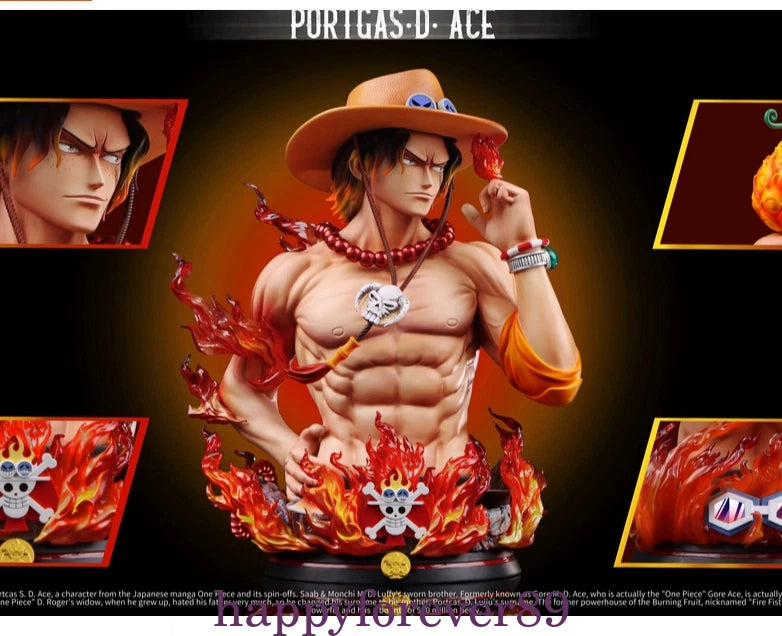 UNO Studio One Piece Portgas·D· Ace Bust Statue Painted 1/4 Scale