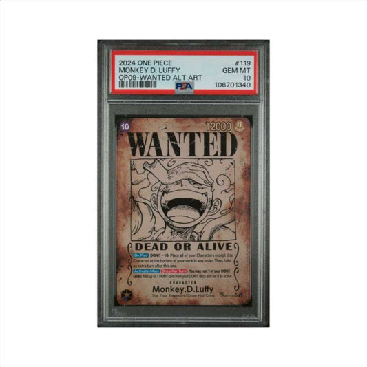 2024 One Piece Op09-emperors In The New World 119 Monkey D. Luffy Wanted Alternate Art PSA 10